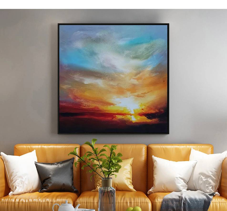 White Handmade Coastal Modern Abstract Canvas Artwork UFT6O